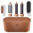 5 in 1 Hair Dryer Multi-Function Styler For Quick And Easy Hair Care-Rotating Hair Dryer Blowout Brush-Unique Casa-Gold + Faux leather cover (in Gold)-Unique Casa