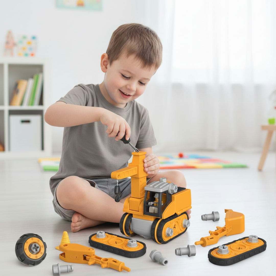 Construction Vehicle Playset for Kids – Build & Learn Engineering Toy