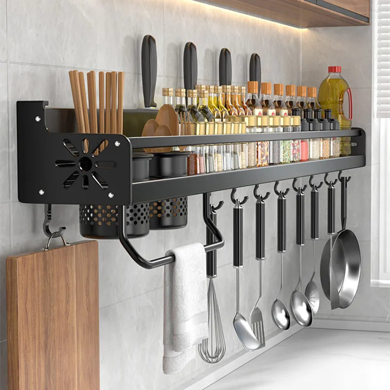 Wall-Mounted Kitchen Shelf Organizer – Modern Metal Storage Rack for Utensils 1