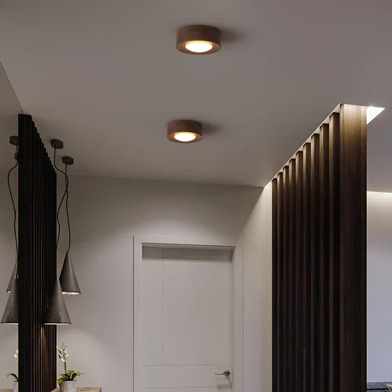 Walnut LED Ceiling Light Fixture – Modern Wood Lamp for Elegant Home Decor 4
