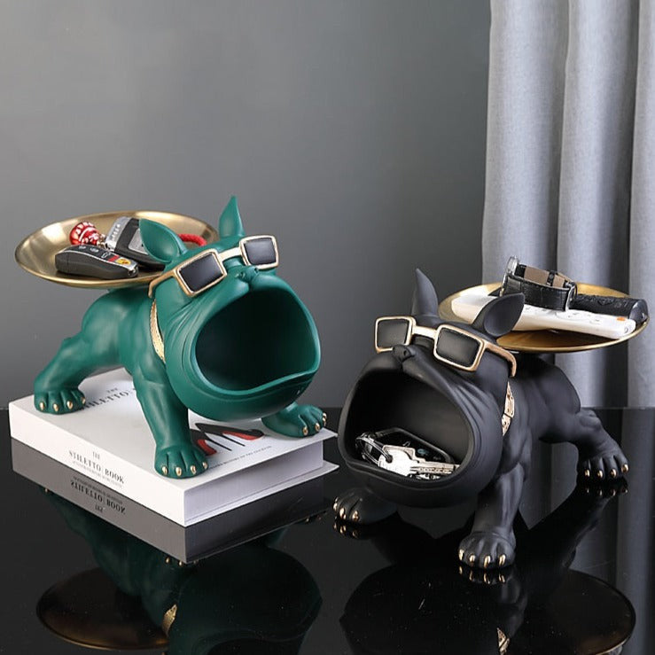 Whimsical Bulldog Storage Bin with Tray – Decorative Storage Container for Home 4