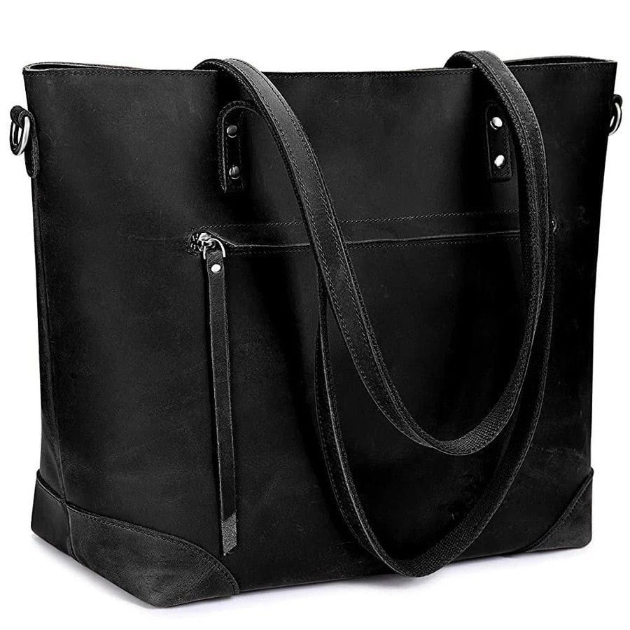 Women’s Vintage Leather Tote - Stylish & Durable Bag for Shopping and Travel