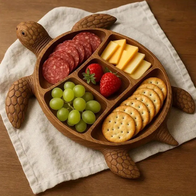 Wooden Turtle Charcuterie Platter – Fun Serving Board for Cheese & Snacks