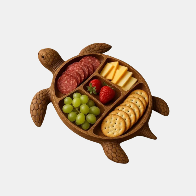 Wooden Turtle Charcuterie Platter – Fun Serving Board for Cheese & Snacks