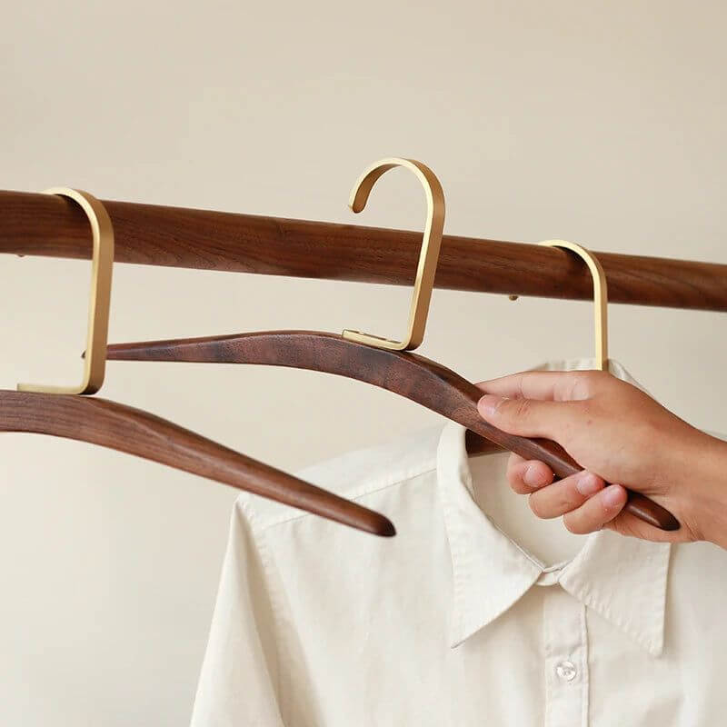 Wooden Hanger - High-Grade Walnut & Brass Finish for Luxury Closets