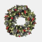 Artificial Christmas Wreath with Warm Lights – Festive Door Decor for Holidays 0