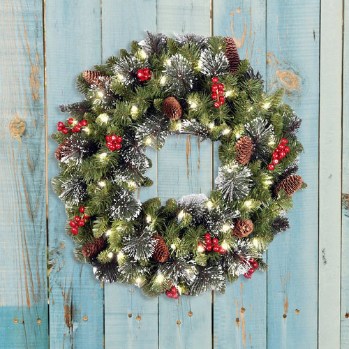 Artificial Christmas Wreath with Warm Lights – Festive Door Decor for Holidays 1
