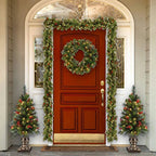 Artificial Christmas Wreath with Warm Lights – Festive Door Decor for Holidays 5
