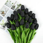 Artificial Tulip Bouquet for Home and Weddings – Lifelike Floral Decoration-Tulip Bouquet-Unique Casa-10 Pieces-Black-Unique Casa