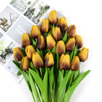 Artificial Tulip Bouquet for Home and Weddings – Lifelike Floral Decoration-Tulip Bouquet-Unique Casa-10 Pieces-Brown Yellow-Unique Casa