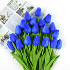 Artificial Tulip Bouquet for Home and Weddings – Lifelike Floral Decoration-Tulip Bouquet-Unique Casa-10 Pieces-Dark Blue-Unique Casa