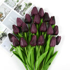Artificial Tulip Bouquet for Home and Weddings – Lifelike Floral Decoration-Tulip Bouquet-Unique Casa-10 Pieces-Dark Purple-Unique Casa
