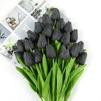 Artificial Tulip Bouquet for Home and Weddings – Lifelike Floral Decoration-Tulip Bouquet-Unique Casa-10 Pieces-Grey-Unique Casa