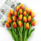Artificial Tulip Bouquet for Home and Weddings – Lifelike Floral Decoration-Tulip Bouquet-Unique Casa-10 Pieces-Orange Red-Unique Casa