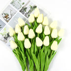 Artificial Tulip Bouquet for Home and Weddings – Lifelike Floral Decoration-Tulip Bouquet-Unique Casa-10 Pieces-Pale Yellow-Unique Casa