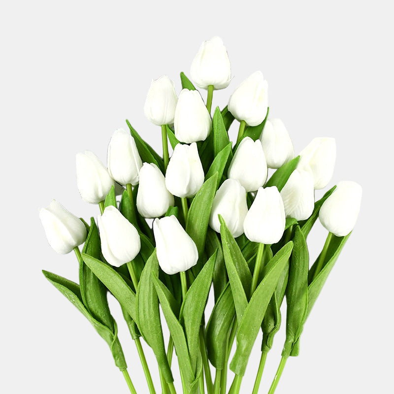 Artificial Tulip Bouquet for Home and Weddings – Lifelike Floral Decoration-Tulip Bouquet-Unique Casa-10 Pieces-White-Unique Casa