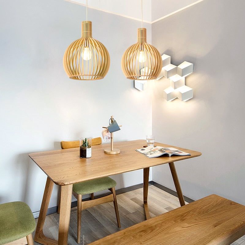Artisanal Wooden Pendant Light – Unique Kitchen Pendant Lighting Fixture 0