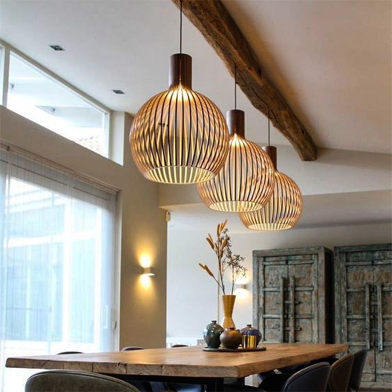 Artisanal Wooden Pendant Light – Unique Kitchen Pendant Lighting Fixture 1