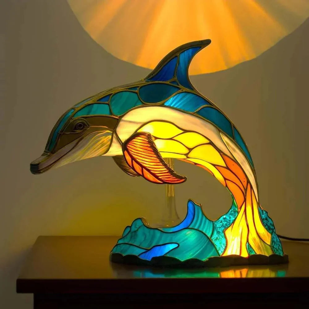 Artistic Table Lamp with Stained Glass Design – Unique Bedside Lighting 5