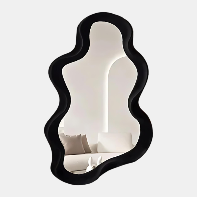Artistic Wave Edge Mirror – Cloud-Inspired Modern Decor for Entryway or Bedroom-Mirrors-Unique Casa-Wave - Black-Unique Casa