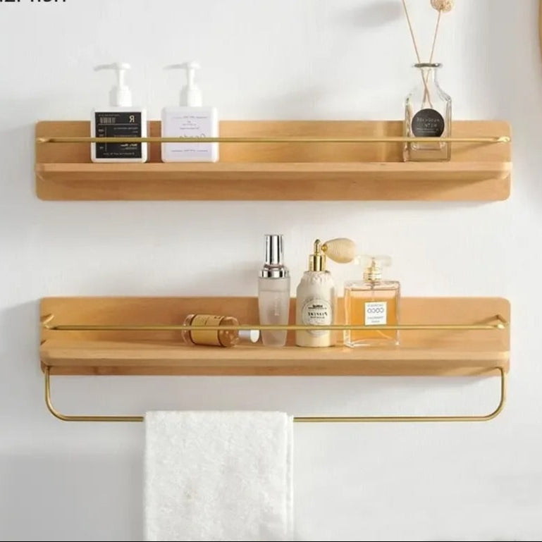 Bamboo Wall-Mounted Shelves – Elegant Storage for Bathroom Organization 2