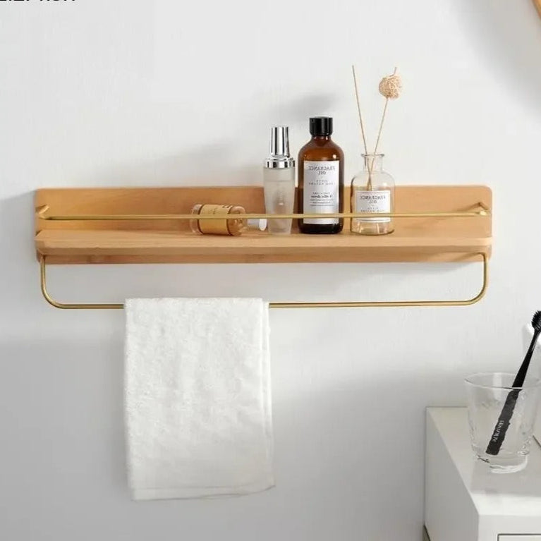 Bamboo Wall-Mounted Shelves – Elegant Storage for Bathroom Organization 3