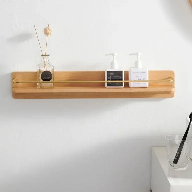 Bamboo Wall-Mounted Shelves – Elegant Storage for Bathroom Organization 4