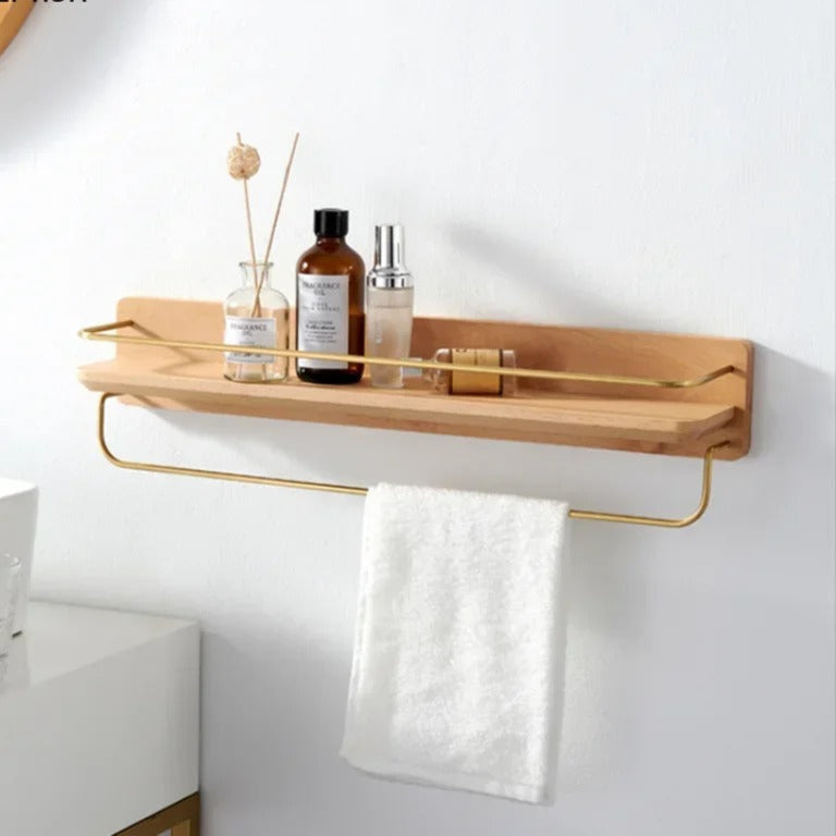 Bamboo Wall-Mounted Shelves – Elegant Storage for Bathroom Organization 5
