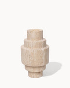 Beige Travertine Floor Vase – Geometric Modern Design-Vase-Beige - Ø 20 x 23 cm-Unique Casa