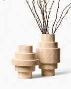 Beige Travertine Floor Vase – Geometric Modern Design-Vase-Unique Casa