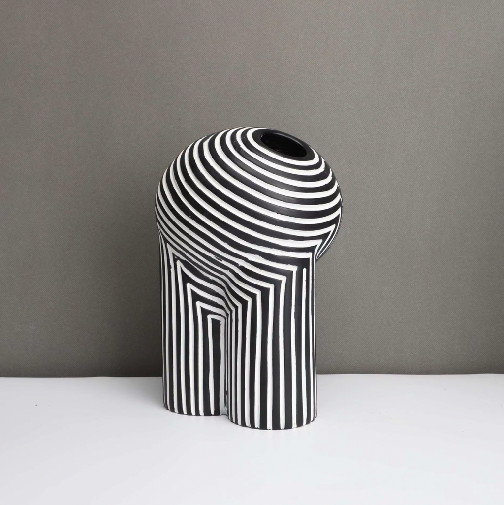 Black and White Striped Vase Set – Stylish Home Decor for Modern Interiors 0