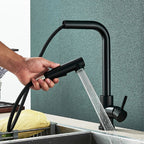 Black Kitchen Mixer Tap with Pull-Out Spray – 360° Rotating Sink Faucet 2