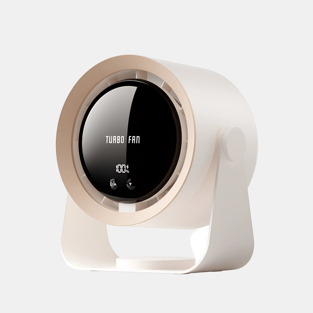Bladeless Turbo Fan with LED Display – Quiet Cooling for Modern Spaces-Gadgets-Unique Casa-Kaki-Version de la batterie-Unique Casa