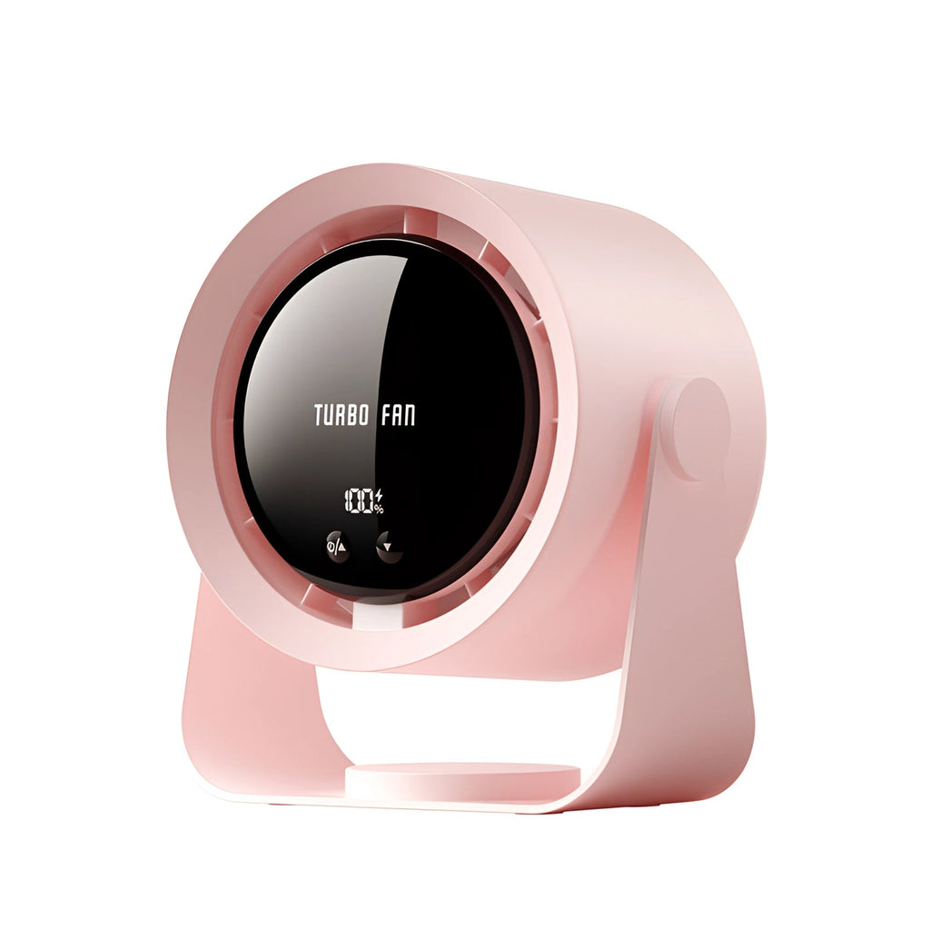 Bladeless Turbo Fan with LED Display – Quiet Cooling for Modern Spaces-Gadgets-Unique Casa-Rose clair-Version de la batterie-Unique Casa