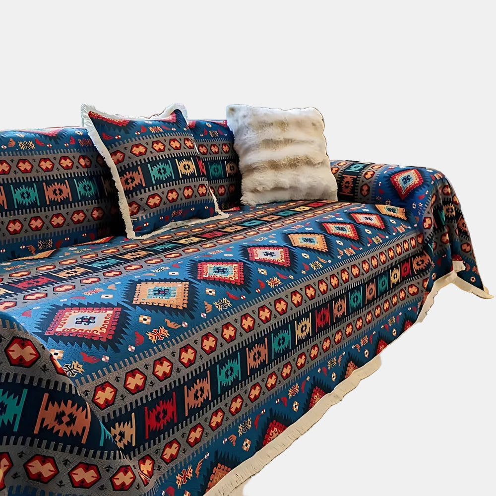 Bohemian Sofa Cover with Geometric Design – Stylish Couch Protection for All Sizes 0