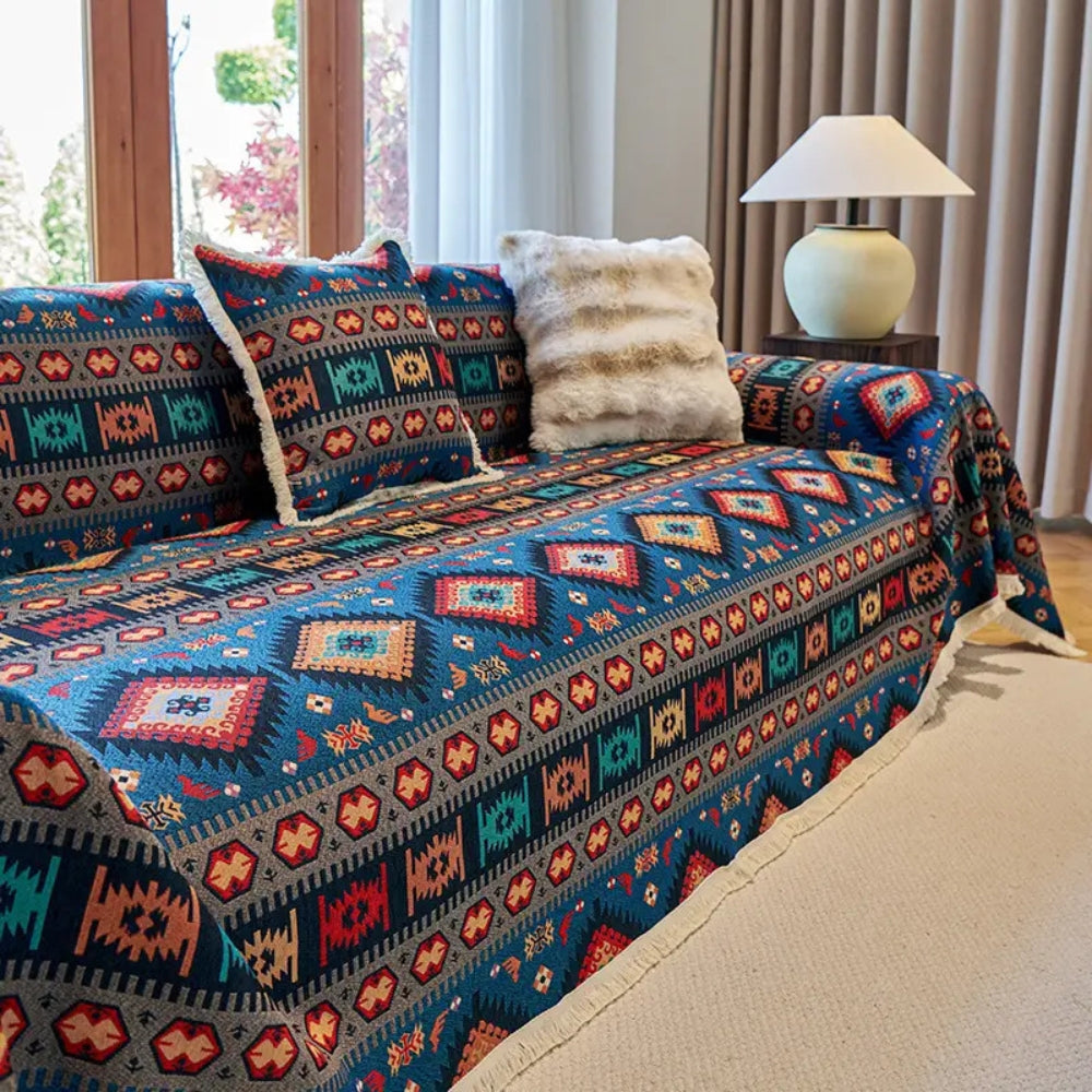 Bohemian Sofa Cover with Geometric Design – Stylish Couch Protection for All Sizes 6