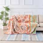 Boho Floral Throw Blanket – Soft Cotton Blanket for Living Room Decor 0