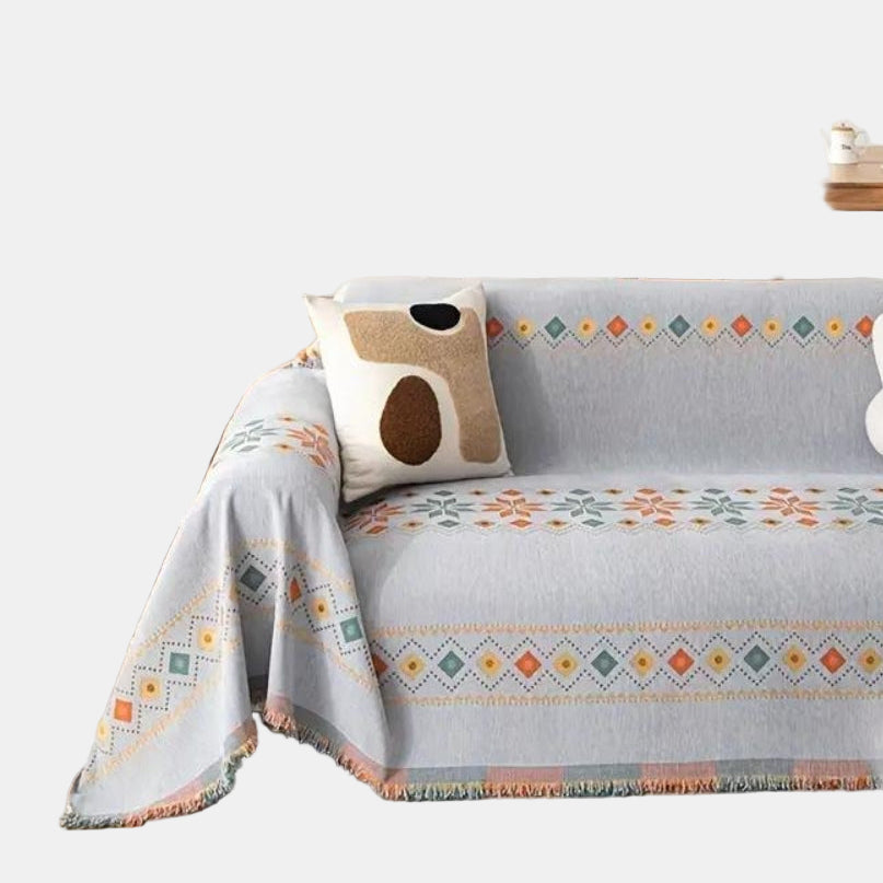 Boho Sofa Cover with Tassels – Universal Slipcover for Living Room Decor 0