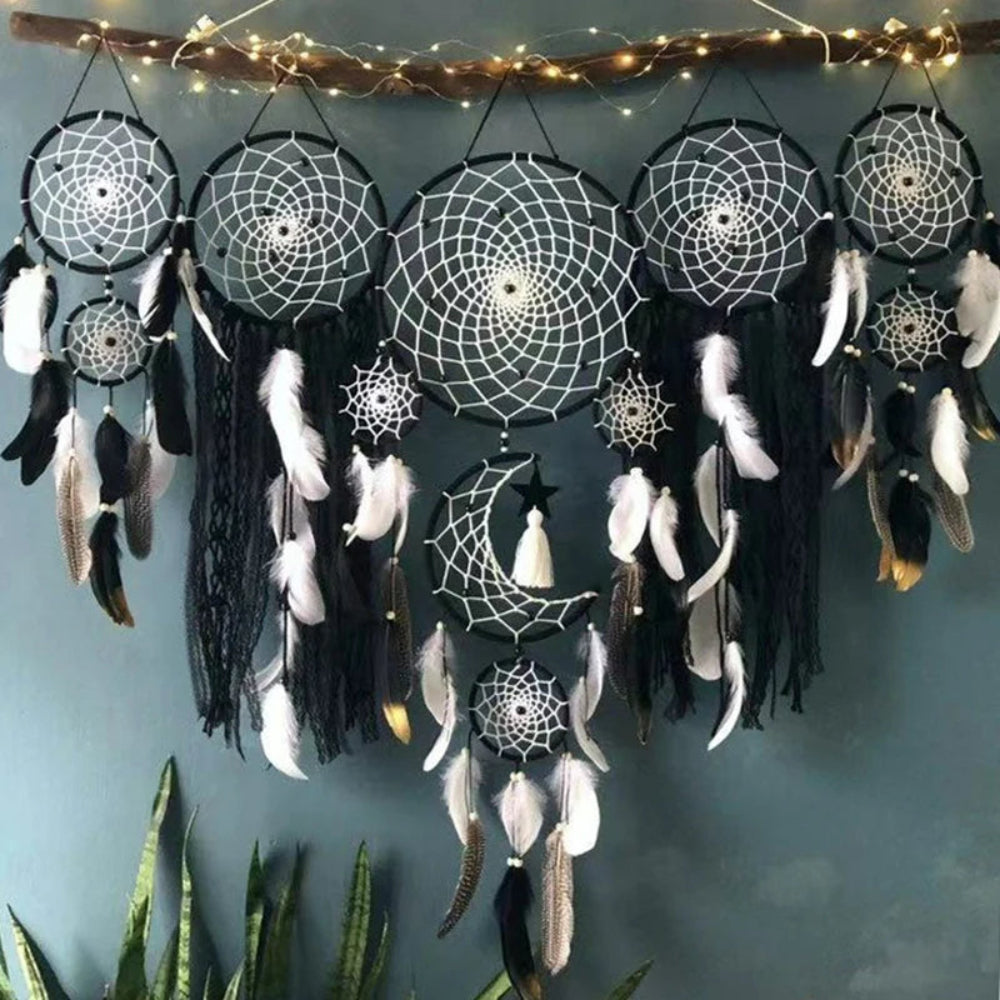 Boho Wall Hanging & Dreamcatcher Set – Home Decor for Bedroom and Living Room-Decoration-Unique Casa-Black-Unique Casa