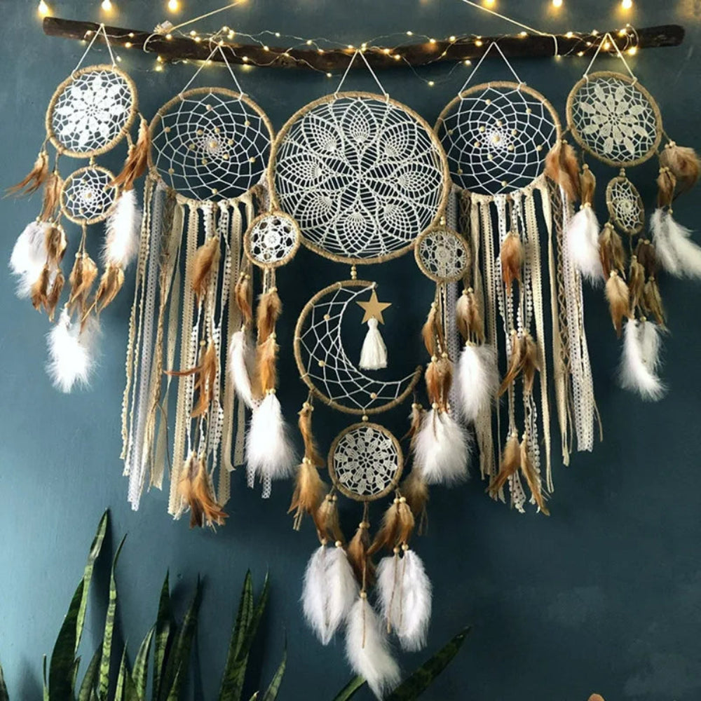 Boho Wall Hanging & Dreamcatcher Set – Home Decor for Bedroom and Living Room-Decoration-Unique Casa-Brown-Unique Casa