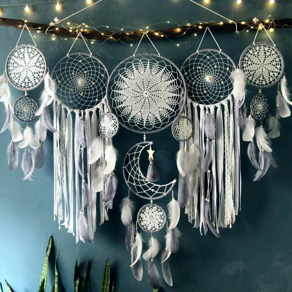 Boho Wall Hanging & Dreamcatcher Set – Home Decor for Bedroom and Living Room-Decoration-Unique Casa-Grey-Unique Casa