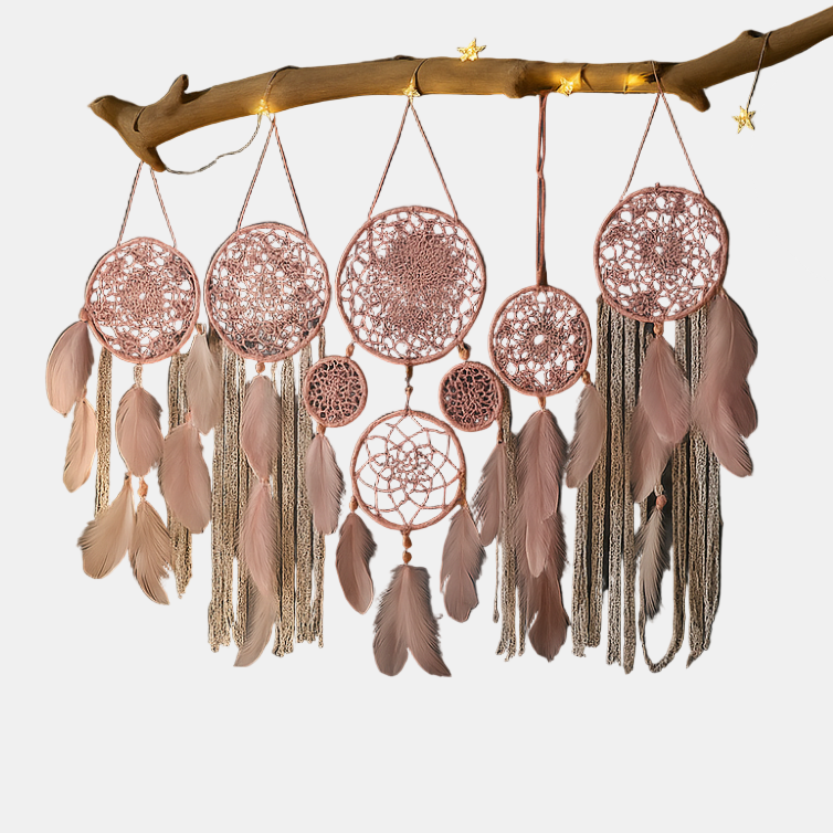 Boho Wall Hanging & Dreamcatcher Set – Home Decor for Bedroom and Living Room-Decoration-Unique Casa-Pink-Unique Casa