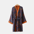 Breathable Cotton Kimono Bathrobe - Elegant Women's Dressing Gown for Spa 0