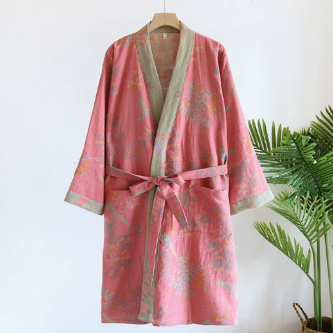 Breathable Cotton Waffle Bathrobe – Vintage Style Dressing Gown for Relaxation 4