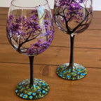 Four Seasons Tree Wine Glasses Hand-Painted Artistic Design For Elegant Sipping-Glassware-Unique Casa-Autumn-Glass with stem-Unique Casa