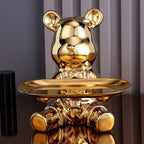 Ceramic Bear Sculpture Tray and Piggy Bank – Whimsical Home Decor Accent 6