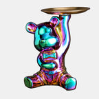 Ceramic Bear Sculpture Tray and Piggy Bank – Whimsical Home Decor Accent 0