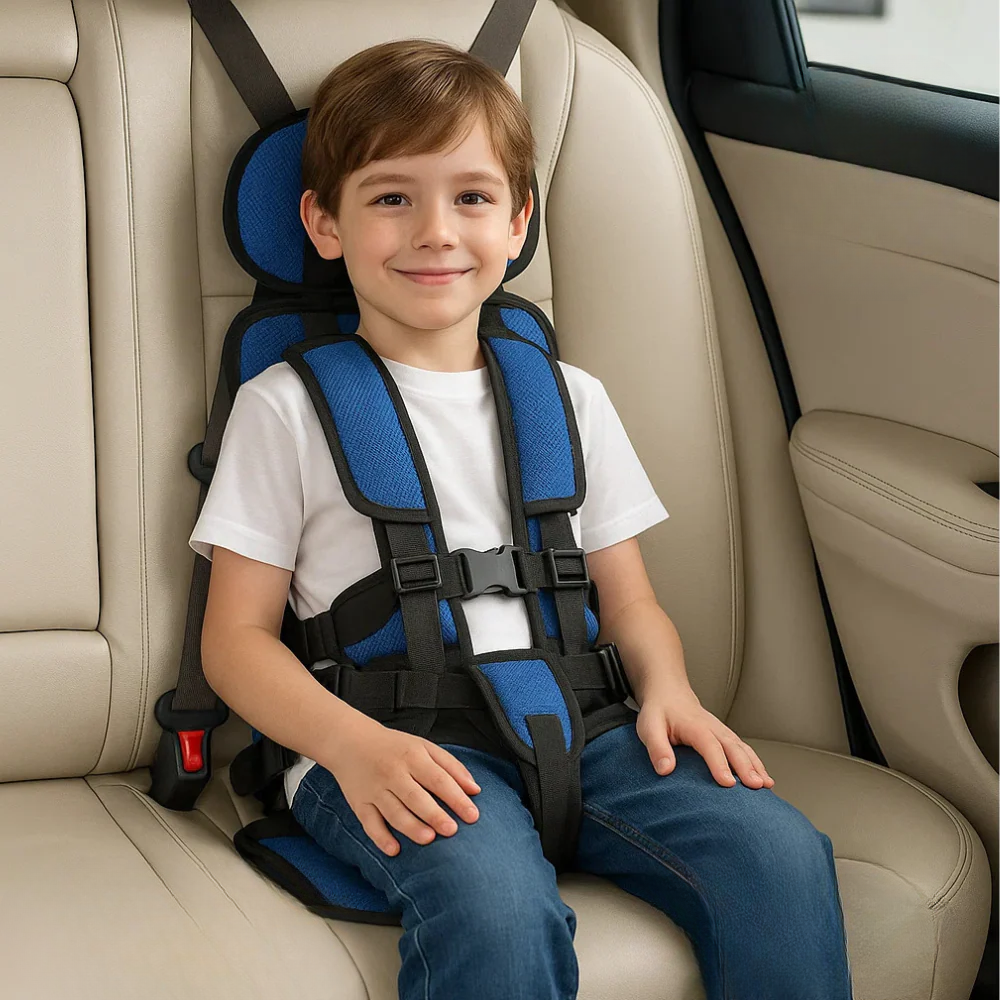 Children Car Safety Travel Booster Seat – Foldable Lightweight Portable Car Seat for Kids-Car Seat-Unique Casa-Blue-Small (0-4 years)-Unique Casa