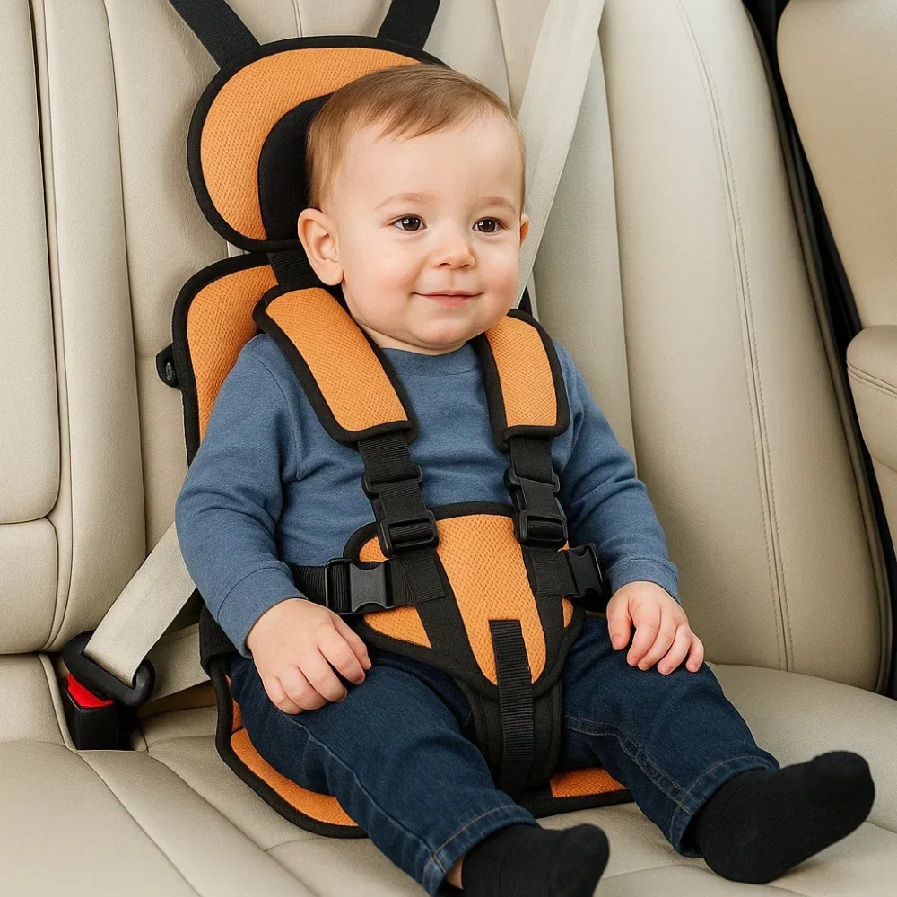 Children Car Safety Travel Booster Seat – Foldable Lightweight Portable Car Seat for Kids-Car Seat-Unique Casa-Orange-Small (0-4 years)-Unique Casa
