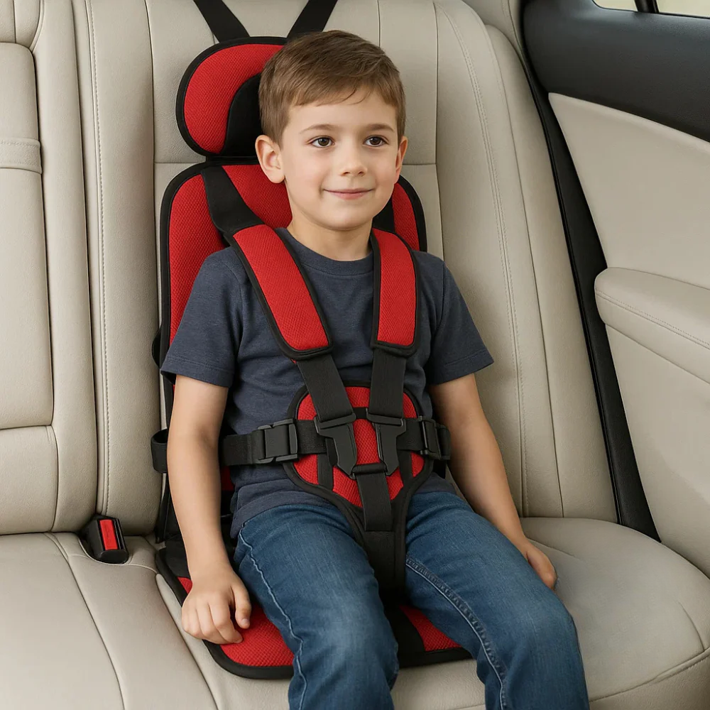 Children Car Safety Travel Booster Seat – Foldable Lightweight Portable Car Seat for Kids-Car Seat-Unique Casa-Red-Small (0-4 years)-Unique Casa